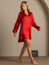 [أحمر] SilkSilky-SA Long Sleeve Lapel Collar باس النوم 004