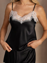 [أسود] SilkSilky-SA Sleeveless V Neck مجموعة قميص قصير 004