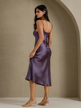 [رمادي أرجواني] SilkSilky-SA Sleeveless V Neck فساتين نسائية 002