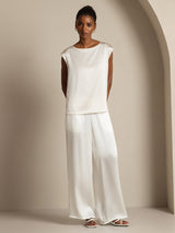 [أبيض] SilkSilky-SA Cap Sleeve Round Neck تي شيرت نسائية 009