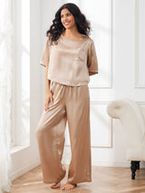 [شامبانيا] SilkSilky-SA Half Sleeve Round Neck طقم بيجامة نسائي 006