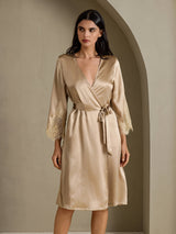 [شامبانيا] SilkSilky-SA 3/4 Sleeve رداء حمام نسائي 006