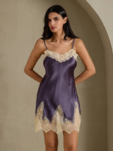 [رمادي أرجواني] SilkSilky-SA Sleeveless V Neck باس النوم 008