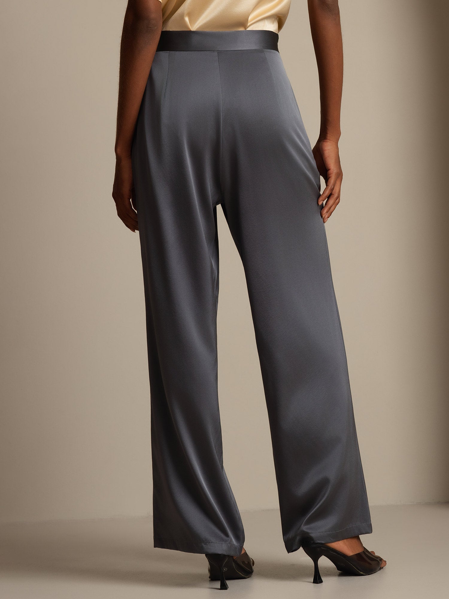 [الرمادي الداكن] SilkSilky-SA 19Momme الحرير Womens Pants 002,