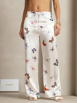 [فراشة بيضاء] SilkSilky-SA 19Momme الحرير Womens Pants 001