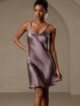 [رمادي أرجواني] SilkSilky-SA Sleeveless V Neck فساتين نسائية 005