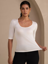 [أبيض] SilkSilky-SA Half Sleeve تي شيرت نسائية 005