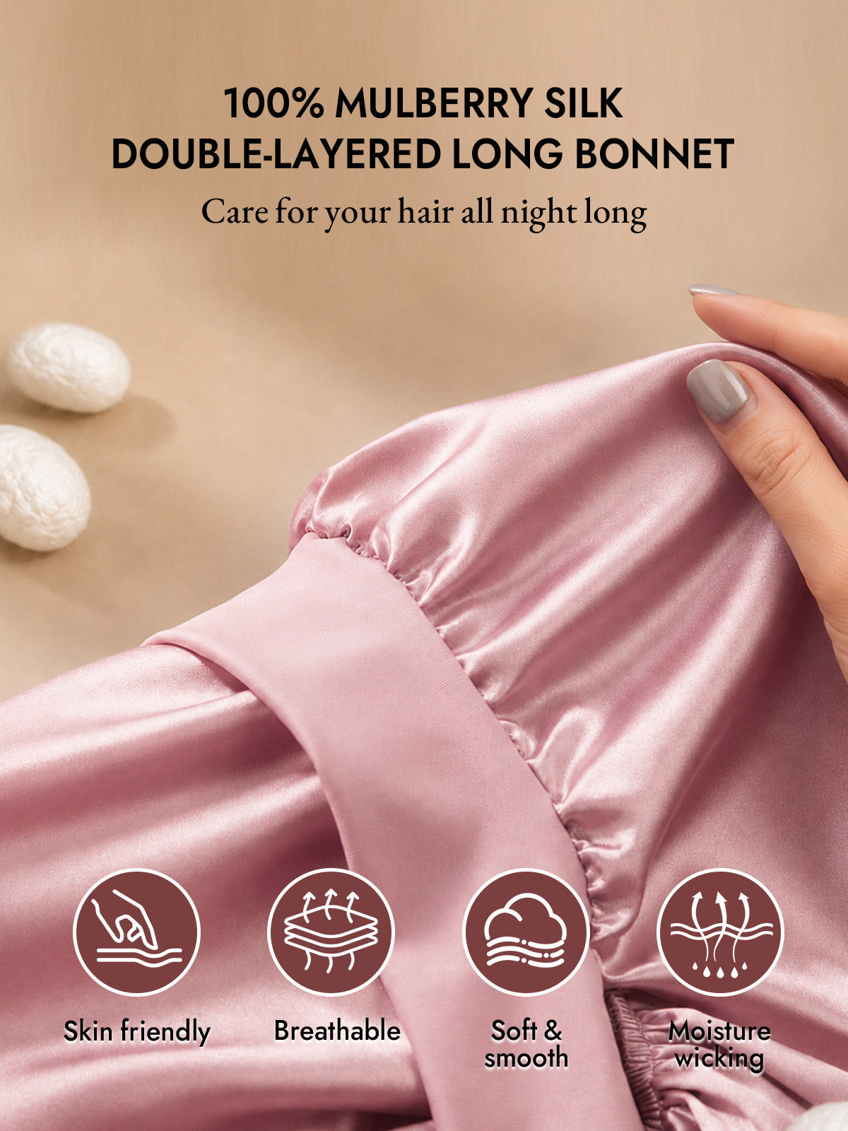 [لون القرنفل] SilkSilky-SA قبعة النوم 002