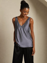 [الرمادي الداكن] SilkSilky-SA Sleeveless V Neck كامي 003