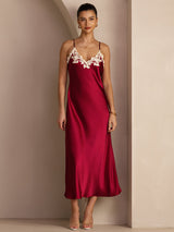 [خمر] SilkSilky-SA Sleeveless V Neck فساتين نسائية 006
