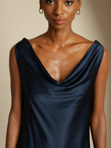 [أزرق غامق] SilkSilky-SA Sleeveless Cowl Neck فساتين نسائية 003