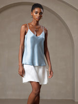 [أزرق رمادي] SilkSilky-SA Spaghetti Strap V Neck كامي 001