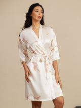 [أبيض] SilkSilky-SA 3/4 Sleeve رداء حمام نسائي 001