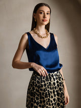 [أزرق غامق] SilkSilky-SA Sleeveless V Neck كامي 003