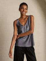 [الرمادي الداكن] SilkSilky-SA Sleeveless V Neck كامي 004