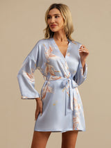 [أزرق فاتح] SilkSilky-SA 3/4 Sleeve رداء حمام نسائي 003