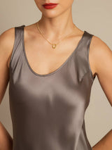 [كاكي غامق] SilkSilky-SA Sleeveless فساتين نسائية 004