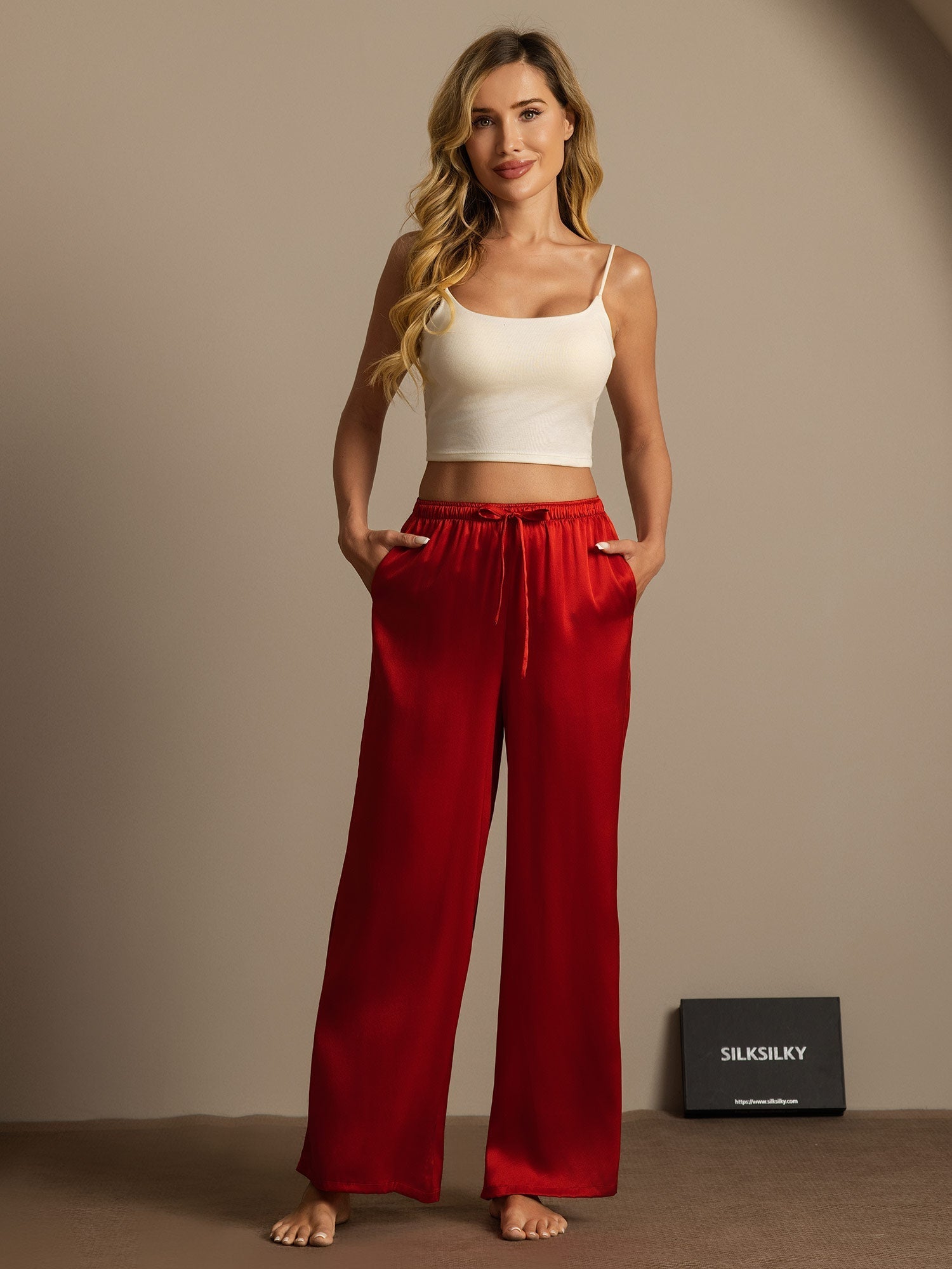 [خمر] SilkSilky-SA Pure Silk Womens Pants 004