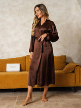 [بني] SilkSilky-SA Long Sleeve رداء حمام نسائي 004