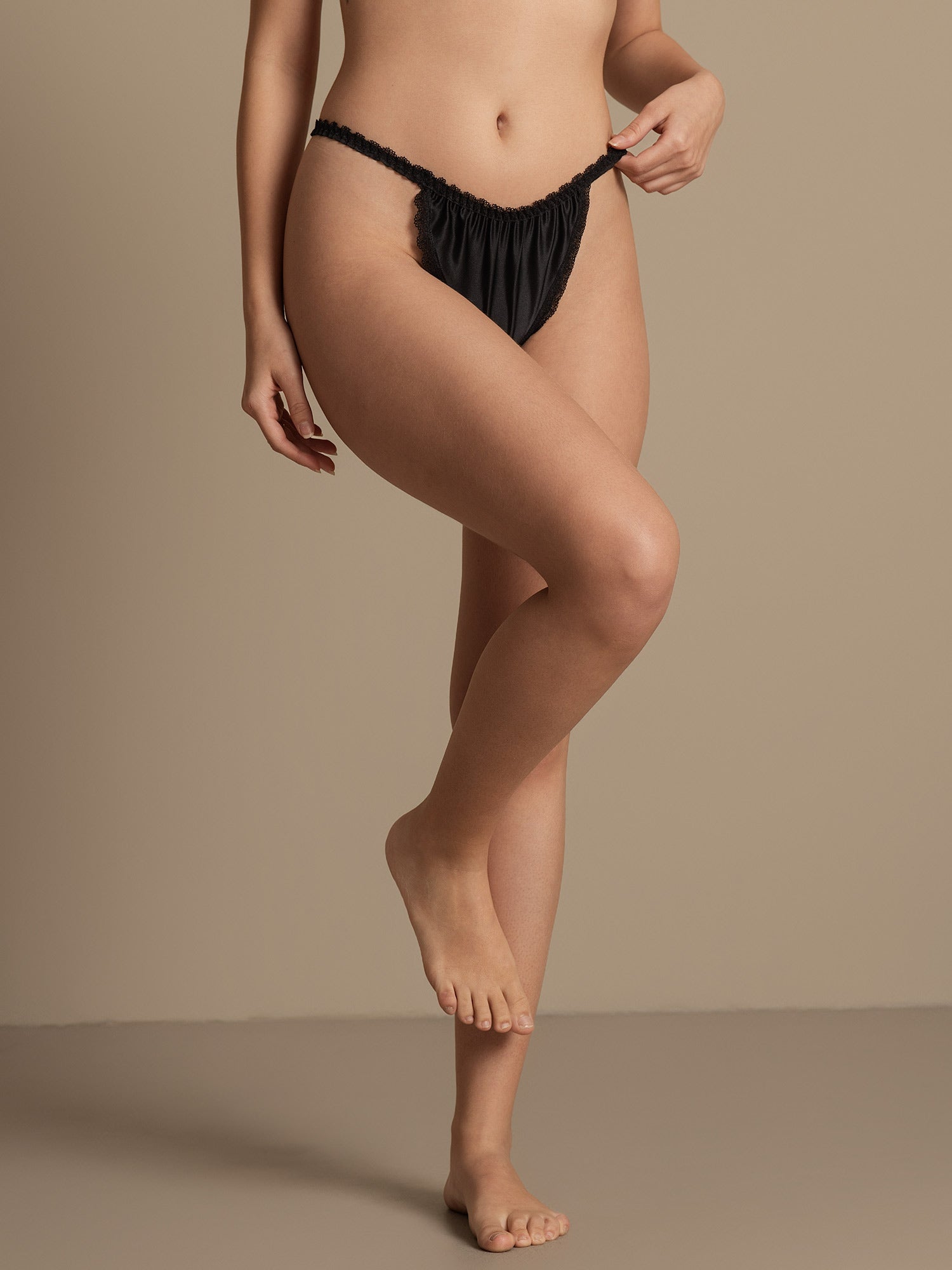 [أسود] SilkSilky-SA الحرير الخالص Panty 004,