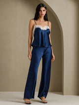 [أزرق غامق] SilkSilky-SA Spaghetti Strap V Neck كامي 007