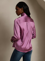 [الأرجواني الداكن] SilkSilky-SA Long Sleeve High Neck بلوزة 002