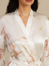 [أبيض] SilkSilky-SA 3/4 Sleeve رداء حمام نسائي 004