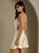 [أصفر فاتح] SilkSilky-SA Sleeveless V Neck باس النوم 003