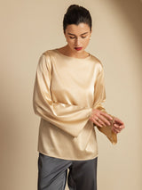 [شامبانيا] SilkSilky-SA Long Sleeve Boat Neck بلوزة 003