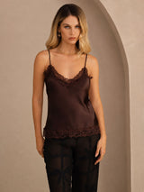 [بني] SilkSilky-SA Spaghetti Strap V Neck كامي 001
