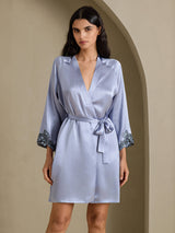 [الأزرق الصلب] SilkSilky-SA 3/4 Sleeve رداء حمام نسائي 008