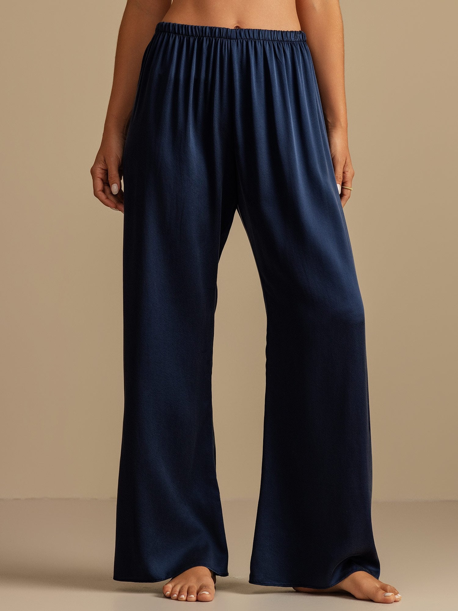 [أزرق غامق] SilkSilky-SA 19Momme الحرير Womens Sleep Bottoms 006,