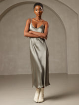 [أخضر رمادي] SilkSilky-SA Sleeveless V Neck باس النوم 001