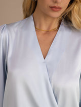 [أزرق فاتح] SilkSilky-SA Long Sleeve Blouse 005