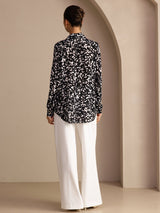 [رذاذ أسود] SilkSilky-SA Long Sleeve Lapel Collar بلوزة 002
