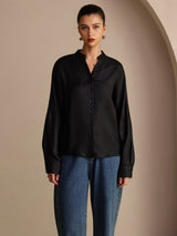 [أسود] SilkSilky-SA Long Sleeve Split بلوزات نسائية 003