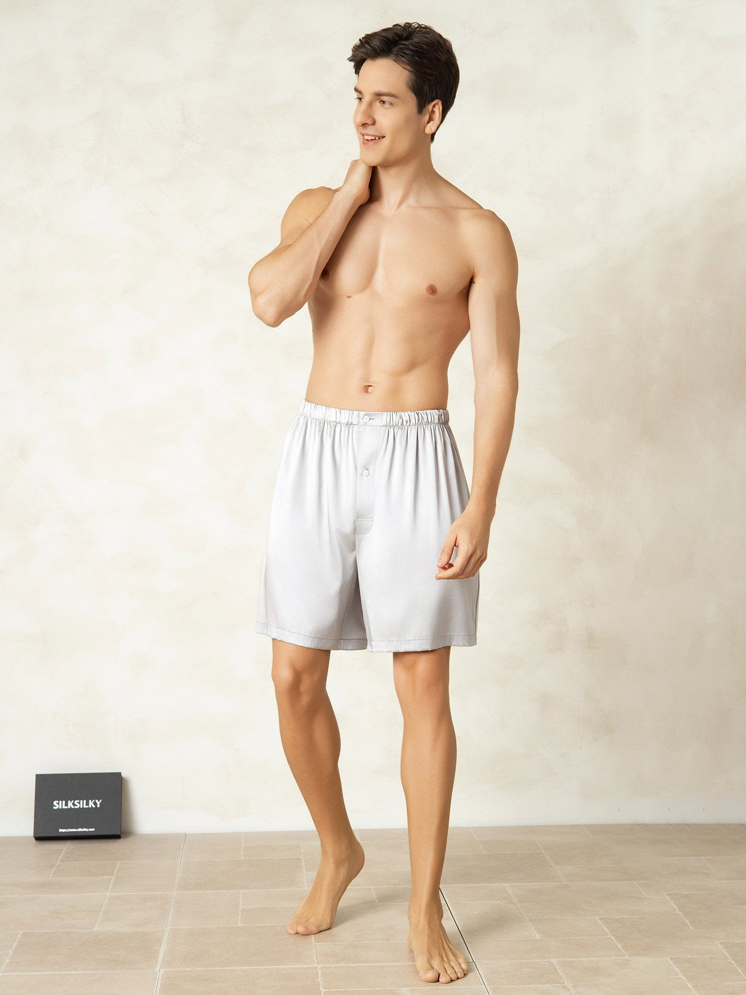 [فضة] SilkSilky-SA الحرير الخالص Mens Sleep Bottoms 003