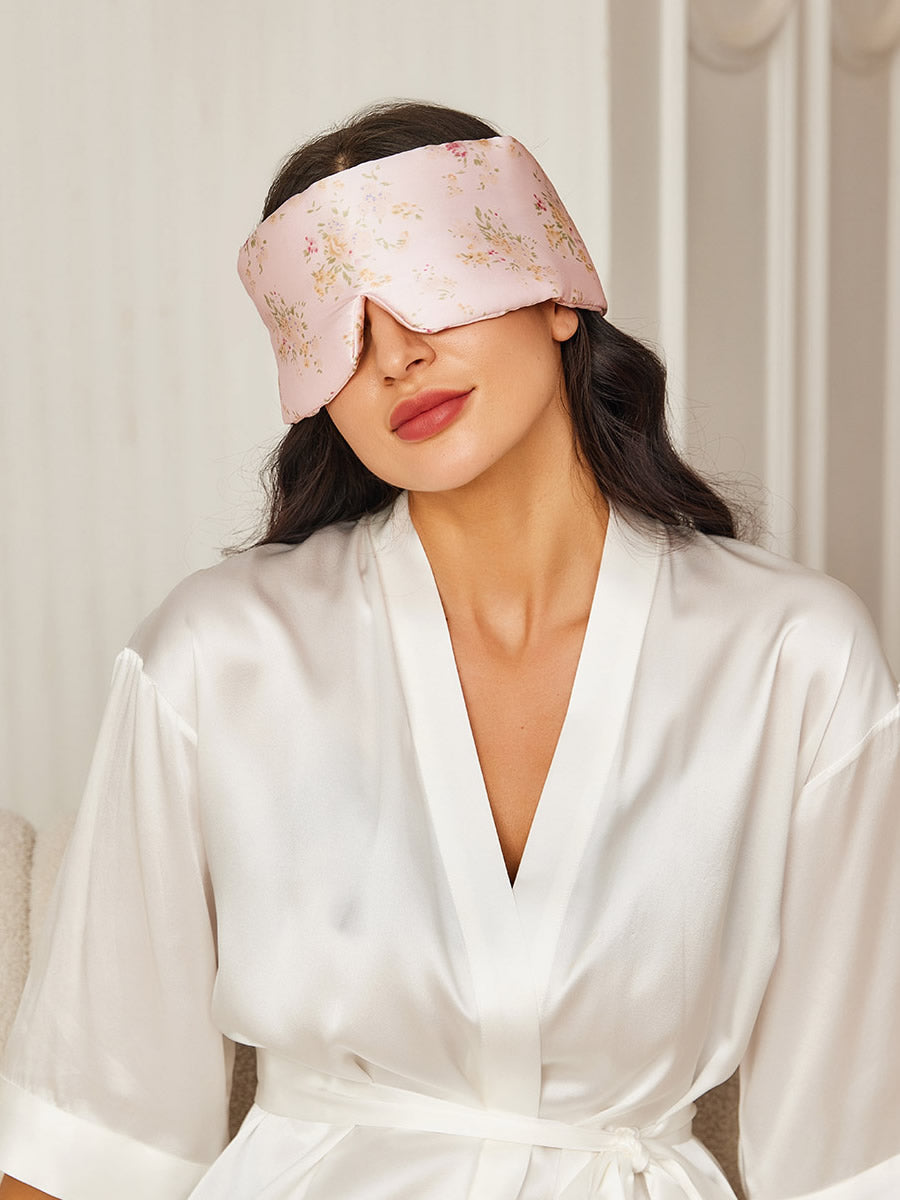 SilkSilky SA 19Momme الحرير الخالص Eye Mask أنماطزهرية 001