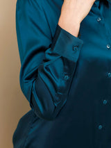 [المياه الخضراء] SilkSilky-SA Long Sleeve Lapel Collar بلايز نسائية 003