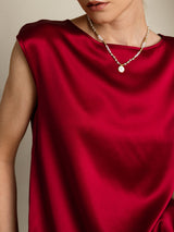 [خمر] SilkSilky-SA Cap Sleeve Round Neck تي شيرت نسائية 008