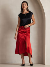 [أسود] SilkSilky-SA Cap Sleeve Round Neck تي شيرت نسائية 006
