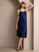 [أزرق غامق] SilkSilky-SA Sleeveless فساتين نسائية 006