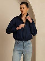 [أسود+أزرق غامق] SilkSilky-SA Long Sleeve ملابس خارجية نسائية 002