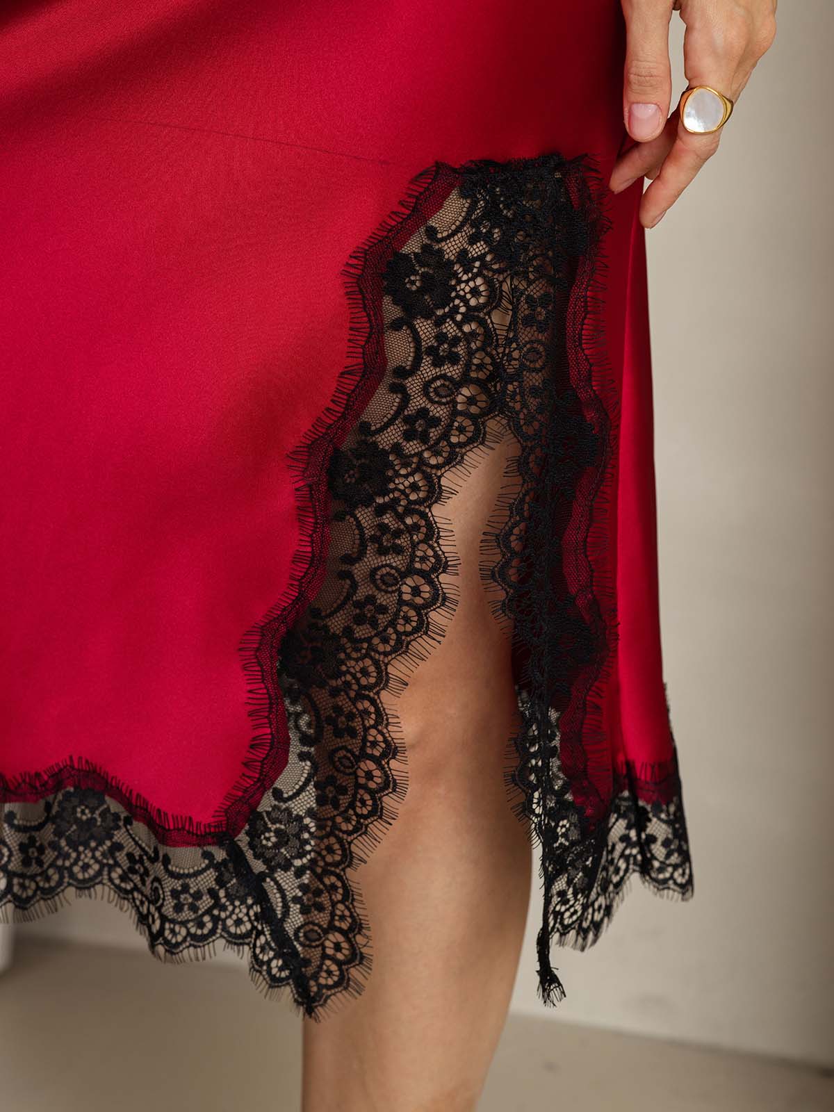 [خمر] SilkSilky-SA 19Momme الحرير Split Women''s Outfit Sets 004