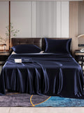 SilkSilky SA 22Momme الحرير الخالص Bedding Set أزرقغامق 001