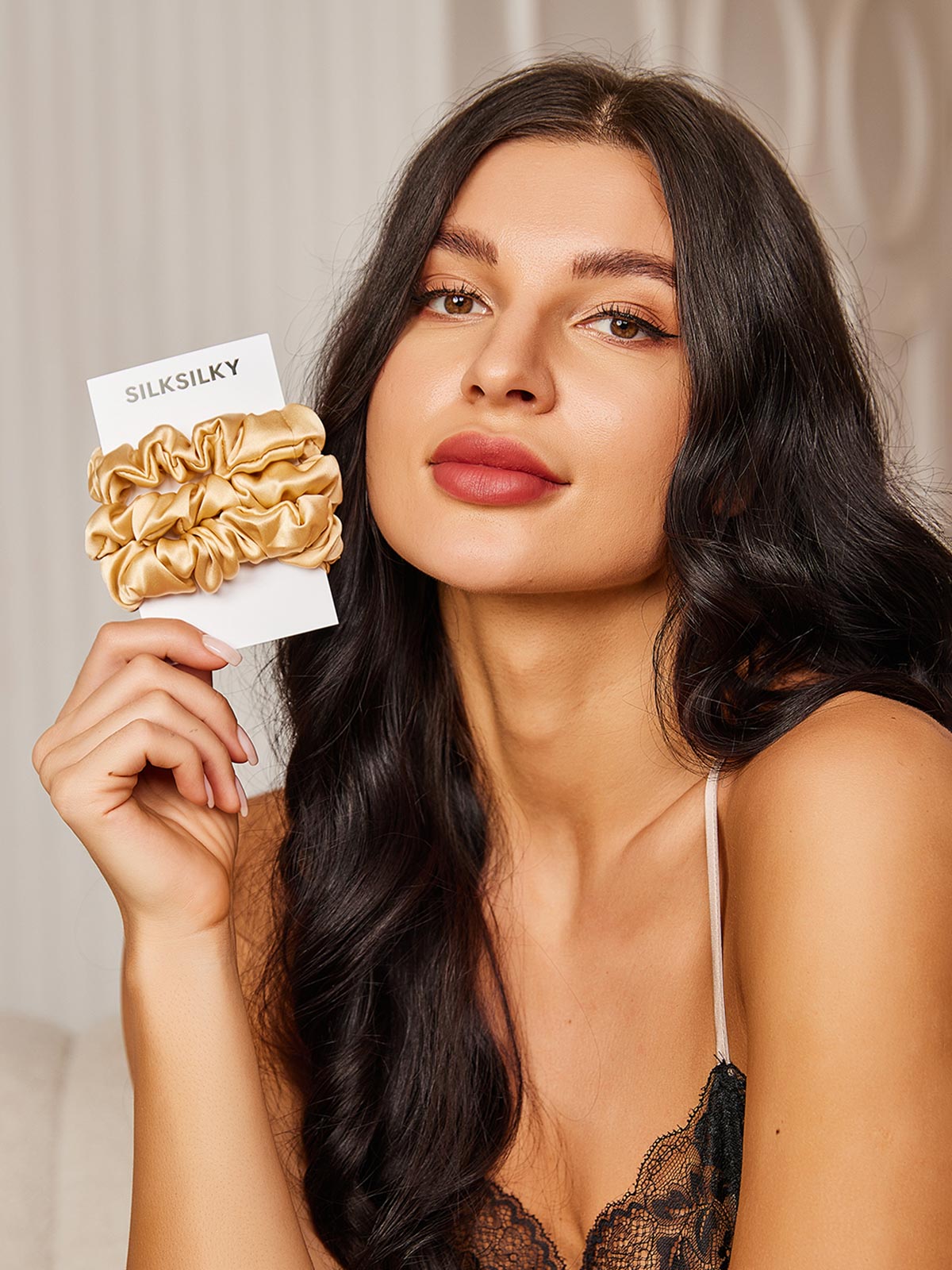 [شامبانيا] SilkSilky-SA 19Momme الحرير الخالص Scrunchie 002