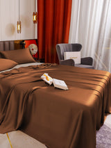 [قهوة] SilkSilky-SA 19Momme مجموعة الفراش 005