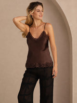 [بني] SilkSilky-SA Spaghetti Strap V Neck كامي 003