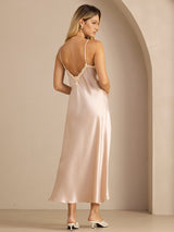 [لون القرنفل] SilkSilky-SA Sleeveless V Neck فساتين نسائية 002
