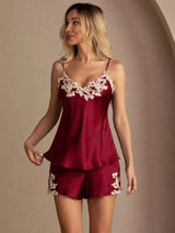 [خمر] SilkSilky-SA Sleeveless V Neck مجموعة قميص قصير 004